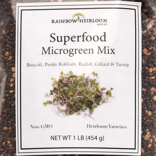 Miniatura 2 de Superfood Microgreen Seeds Mix para bandejas de cultivo Microgreens 1 libra Semillas de colinabo morado sin OMG, colinabo, rábano, nabo
