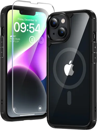 Miniatura 47 de TAURI Funda magnética 2 en 1 transparente para iPhone 14 Pro, compatible con Magsafe [no amarillenta] con protector de pantalla, protección de grado