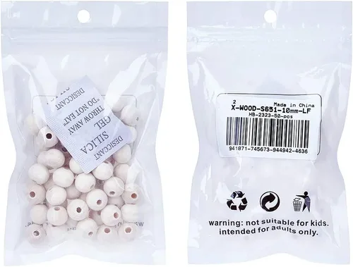 Miniatura 7 de Mega Pet 50 cuentas espaciadoras de madera natural sin terminar de 0.394 in (0.4 pulgadas), bolas redondas de madera sueltas para manualidades