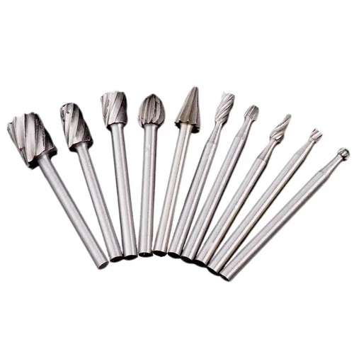 Juego de brocas rotativas de carburo de tungsteno HSS de doble corte, herramienta rotativa, fresa de madera con vástago de 1/8 pulgadas para