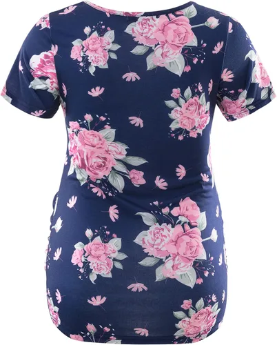 Miniatura 250 de GINKANA Blusas de maternidad de manga corta, diseño floral, fruncido, casual, para mamá, para embarazo