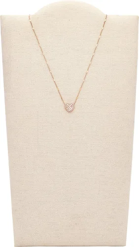 Miniatura 2 de Fossil collar con dije de acero inoxidable en tono rosa dorado para mujer