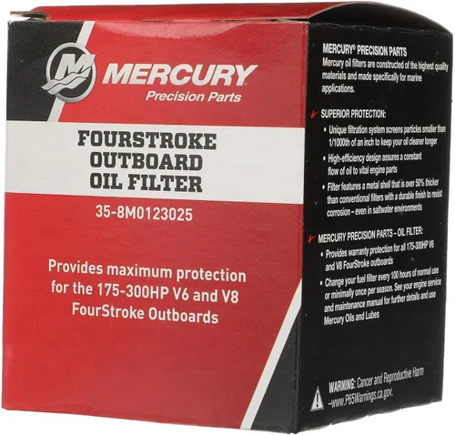 Miniatura 5 de Mercury Marine/Mercruiser Nuevo OEM 35-8M0123025 Filtro de aceite para motor fuera de borda V6 & V8 de 175 a 300 HP