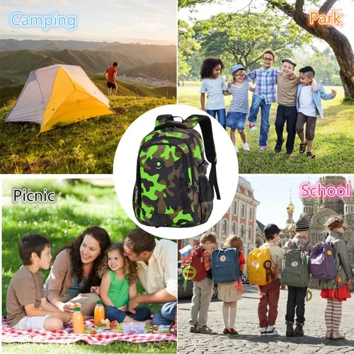 Miniatura 7 de Juego de mochila de camuflaje con bolsa de almuerzo, ligera, impermeable, mochila escolar para niños y niñas