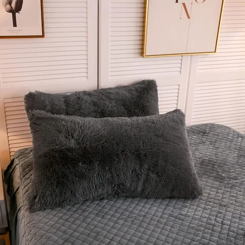 Miniatura 29 de LIFEREVO Paquete de 2 fundas de almohada de piel sintética esponjosa, fundas de almohada cuadradas de 18 x 18 pulgadas, fundas de almohada Blanco