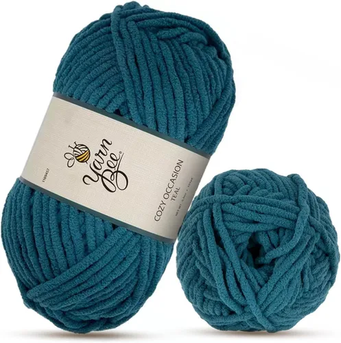 Miniatura 20 de Hilo Yarn Bee súper voluminoso para crochet y tejer – Rollo suave – 92,4 metros de hilo 100% poliéster para crochet, mantas, sombreros y más