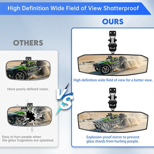 Miniatura 6 de SHEJISI Espejo retrovisor UTV, espejo retrovisor para Polaris Ranger compatible con Polaris Ranger 500 570 900 XP 1000XP / Crew, posición ajustable