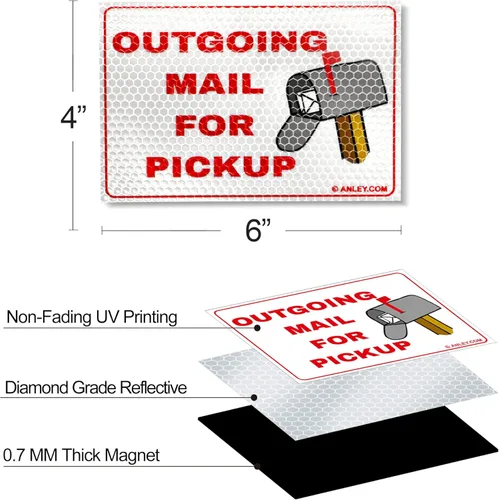 Miniatura 7 de Anley Letrero magnético de recogida de correo saliente para buzón, reemplazo universal para buzón de correo de metal, banderas rojas de alerta, 4 x