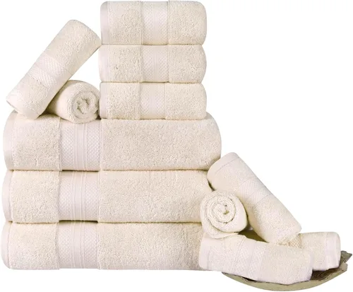 Miniatura 12 de Superior Juego de toallas de algodón turco de 9 piezas, 3 toallas de baño, 3 manos, 3 toallas faciales para el hogar, artículos esenciales de baño