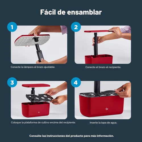 Miniatura 6 de AeroGarden Harvest Lite en color rojo cereza, jardín hidropónico interior sin tierra con luz LED de cultivo para jardinería durante todo el año