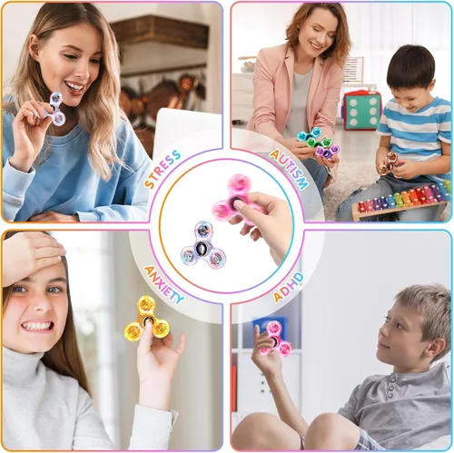 Miniatura 5 de Gigilli Paquete de 8 juguetes giratorios para niños de 4 a 8 a 12, bolsas de regalos con luz LED, regalos de fiesta, juguetes a granel para niños