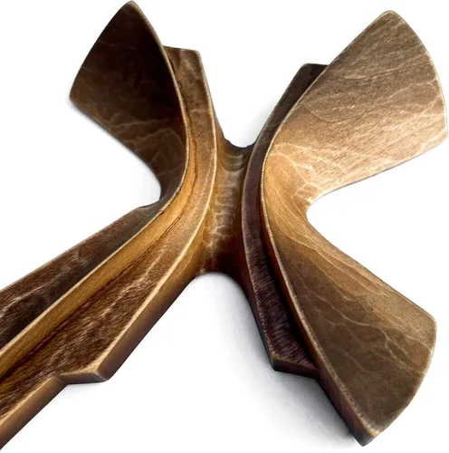 Miniatura 6 de Cruz colgante de madera tallada a mano para decoración de pared, pared de crucifijo grande hecha a mano, cruz religiosa cristiana (7.87, marrón)