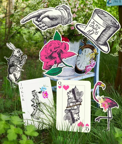 Miniatura 2 de Paquete de 8 accesorios de Alicia en el país de las maravillas - Decoraciones de gran tamaño, suministros para fiesta del Sombrerero loco, té