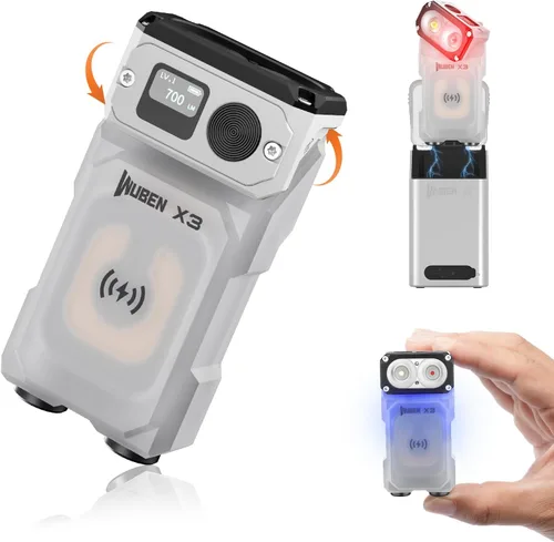 Miniatura 12 de WUBEN X3 Mini Linterna con Caja de Carga Recargable 180 Grados Llavero EDC Linterna Giratoria Ip65 Impermeable Imán Linternas de Bolsillo 10 Modos