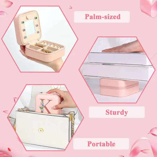 Miniatura 5 de Yesteel Joyero pequeño organizador de joyas, joyero para viajes, regalos de boda, regalo de compromiso, regalo de despedida de soltera, regalo