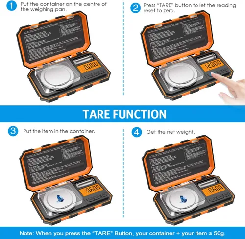 Miniatura 4 de Báscula digital profesional de miligramo, 1.76 oz (actualizada) báscula de joyería de tamaño de bolsillo de alta precisión máxima, báscula Naranja