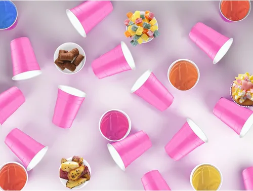 Miniatura 6 de 120 vasos de plástico rosa de 16 onzas para el día de San Valentín, vasos de plástico de 16 onzas, tazas de fiesta rosas para beber, degustaciones