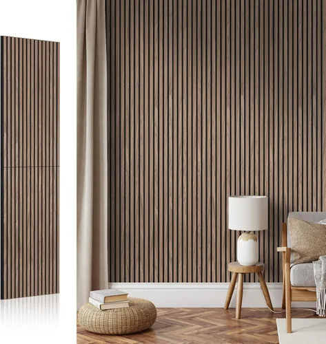 Miniatura 7 de AKK-Star - Paneles de pared de listones de madera acústica plegados, 1 paquete de 94.4 x 23.6 x 0.7 pulgadas, se pliega a 2 paneles de pared 3D
