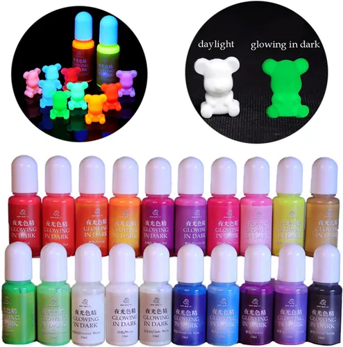 Miniatura 3 de 0.3 fl oz resina epoxi colorante pigmento de color alta concentración resplandor en la oscuridad líquido luminoso UV pigmento de tinte de resina