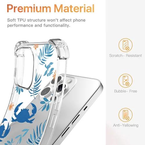Miniatura 6 de Funda transparente con estampado de cangrejo azul para iPhone 7 Plus/8 Plus, TPU suave y flexible, de cuerpo completo, a prueba de golpes, para Rana