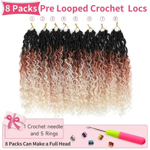 Miniatura 100 de Alicoco Goddess Locs Cabello de Ganchillo 12 Pulgadas 8 Paquetes Rastas Sintéticas de Ganchillo Para Mujeres Rastas Suaves Boho Pre-enrolladas River