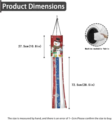 Miniatura 6 de Windsock - Calcetín de viento reutilizable suave de Navidad para colgar al aire libre para jardín, árbol, fiesta, decoración de bandera, calcetines