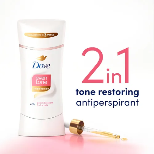 Miniatura 3 de Dove Even Tone - Desodorante antitranspirante en barra con flor de durazno y leche de arroz, 3 unidades, 2.6 onzas