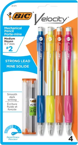Miniatura 10 de BIC Lápices mecánicos Velocity, con barril colorido, punta media (0.7mm), paquete de 2 unidades de lápices mecánicos con borradores