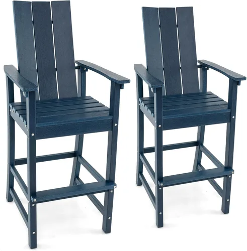 Miniatura 15 de Giantex Silla Adirondack de 52 pulgadas de alto, taburete de bar de polietileno de alta densidad para exteriores con respaldo ergonómico, Gris