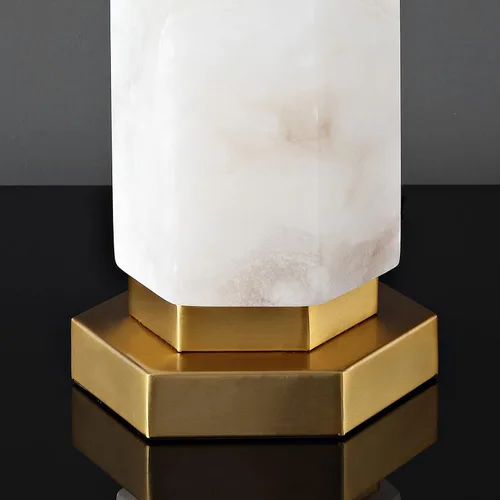 Miniatura 4 de SAFAVIEH Couture Lighting Collection Lynsey - Lámpara de mesa hecha a mano con alabastro dorado/blanco de 29 pulgadas