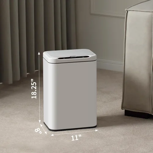 Miniatura 2 de ELPHECO Basurero de acero inoxidable para oficina, 6.6 galones, con sensor de movimiento, rectangular, automático, sin tacto, para hotel y sala