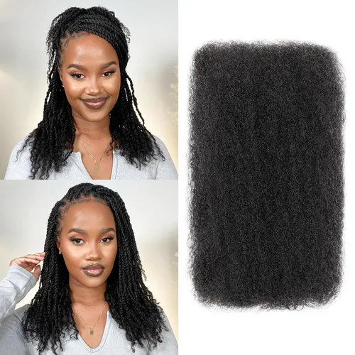 Miniatura 21 de BLL Afro Kinkys - Cabello humano a granel, 100% cabello humano para mini torsión, trenzas, extensiones de rastas, cabello rizado afro, color negro a