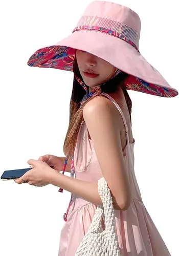 Miniatura 12 de Sombreros de sol de ala extra ancha de 6 pulgadas con protección UV UPF 50+ y correa para sombrero de playa para mujer
