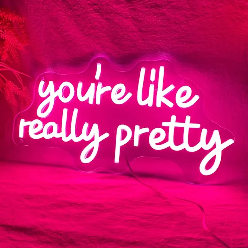 Miniatura 9 de Letrero de neón con texto en inglés "You're Like Really Pretty Neon", luces de neón rosas para dormitorio, regulables, para decoración de pared