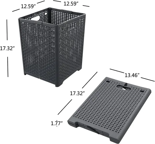 Miniatura 2 de Kekow 1 paquete de 42 L cesta plegable de plástico, color gris Cesta plegable para ropa sucia