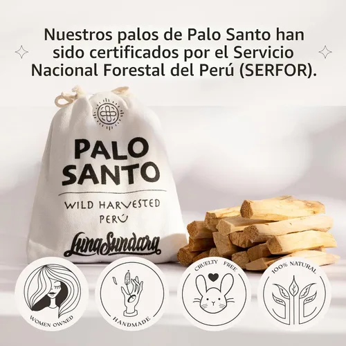 Miniatura 4 de Luna Sundara Palitos de Palo Santo de Perú de calidad sostenible cosechados a mano, 3.53 oz, auténticos palitos de manchas que incluyen una bolsa
