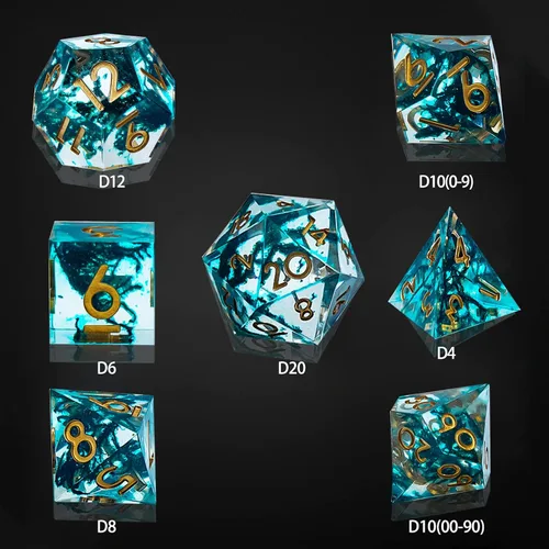 Miniatura 5 de DND - Juego de dados de borde afilado, 7 piezas de dados poliédricos DND con exquisito embalaje de caja de hoja, ideal para juegos de rol