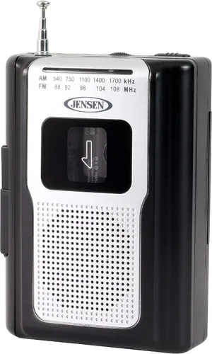 Miniatura 3 de Jensen CR-100 - Radio AM/FM portátil retro, reproductor de cassette personal, diseño compacto y ligero, estéreo de radio AM/FM, reproductor
