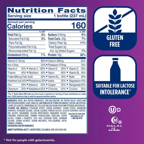 Miniatura 6 de Ensure Batido nutricional con alto contenido de proteínas con fibra, 0.56 oz de proteína, batidos de reemplazo de comidas, con nutrientes