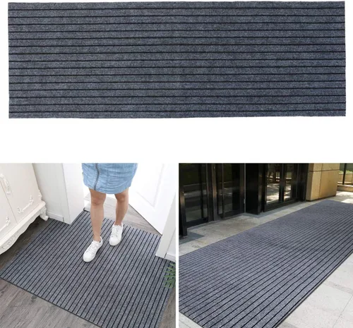 Miniatura 9 de Abaodam Tapete antideslizante con patrón de rayas, absorbente de agua, para cocina, baño, color negro y gris, para uso doméstico, duradero, cómodo