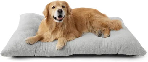 Bedsure - Cama XXL lavable para perros para jaula, almohada gigante de felpa suave para mascotas, cojín para cama de perrera con base Gris