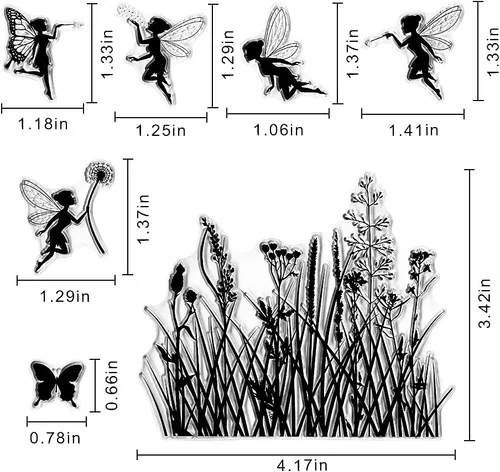 Miniatura 2 de Hying Sellos transparentes para hacer tarjetas y álbumes de fotos, para niñas voladoras, sellos de goma transparente para flores de primavera