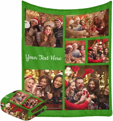 Miniatura 21 de Manta personalizada con fotos, manta personalizada con retrato familiar para padres, niños, perros y familia, manta personalizada para un día