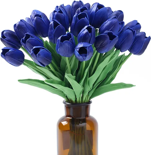 Miniatura 18 de SITUMEIZI 15 piezas de flores blancas artificiales, tulipanes artificiales de poliuretano de 14 pulgadas a granel para el hogar, cocina, Pascua