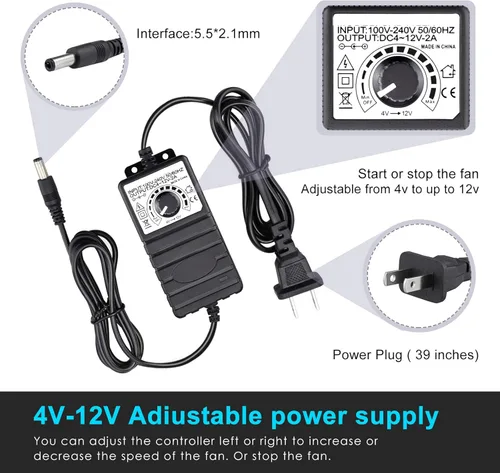Miniatura 4 de Wathai - Ventilador centrífugo de soplado de 120 mm x 32 mm, ventilador con alimentación de 110 V 220 V CA, controlador de velocidad de 4 V a 12 V