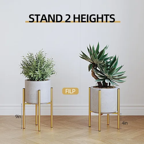 Miniatura 6 de Soporte ajustable de metal para plantas de interior, macetas de 8 a 14 pulgadas, soporte moderno de mediados de siglo, resistente carga de 160