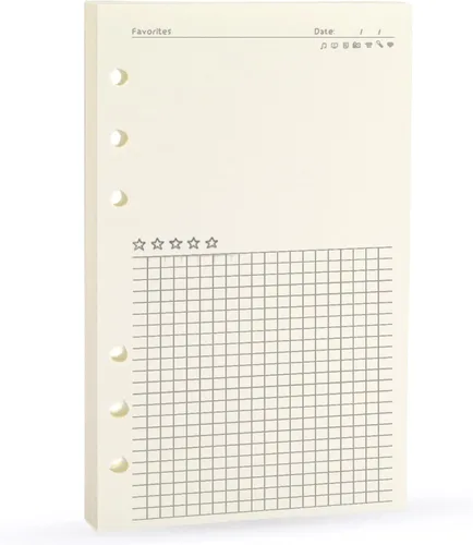 Miniatura 8 de Insertos de planificador A5, recargables para repuestos Filofax, arphia, 6 anillas, puntos, líneas, cuadrículas, lisos, 80 hojas/160 páginas para un