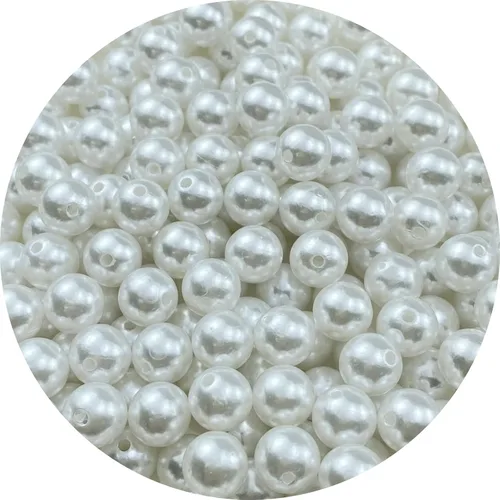 Miniatura 33 de 100 cuentas de perlas para manualidades, perlas de resina de 0.47 pulgadas para hacer joyas, cuentas redondas a granel con agujero para collares