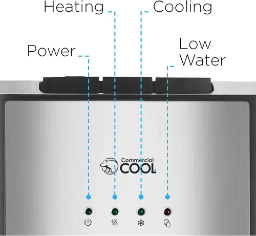 Miniatura 4 de Commercial Cool Dispensador de agua de carga inferior, para botellas de agua de 3 o 5 galones, color negro con puerta y borde de acero inoxidable