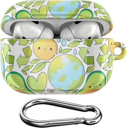 Miniatura 11 de Funda compatible con Airpods Pro Airpods 1, 2, 3 generación, sostenible, de cuerpo completo, diseño ecológico, funda de plástico con llavero Go